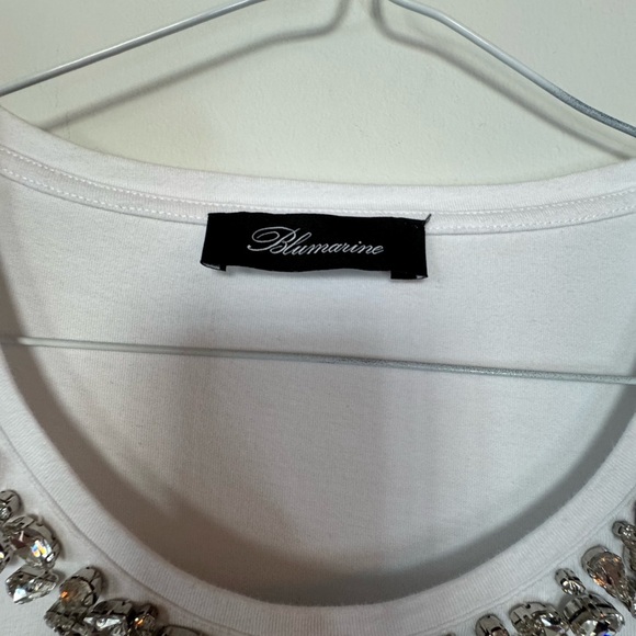 Bluemarine White T-Shirt – Size M, Embellished Neckline - Picture 6 of 11